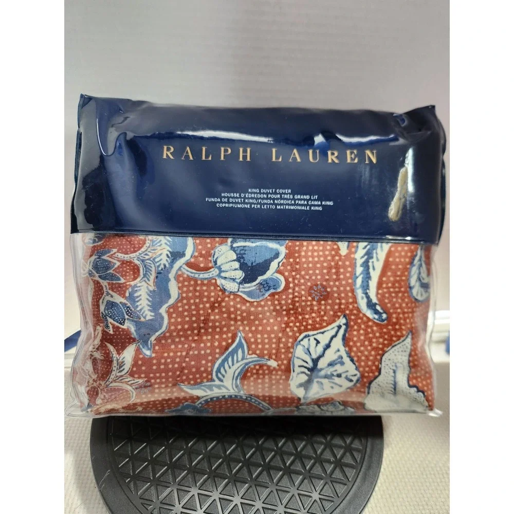 Ralph Lauren Duvet Cover King 108x96 Orange Mirabelle Floral Cotton Retired $425